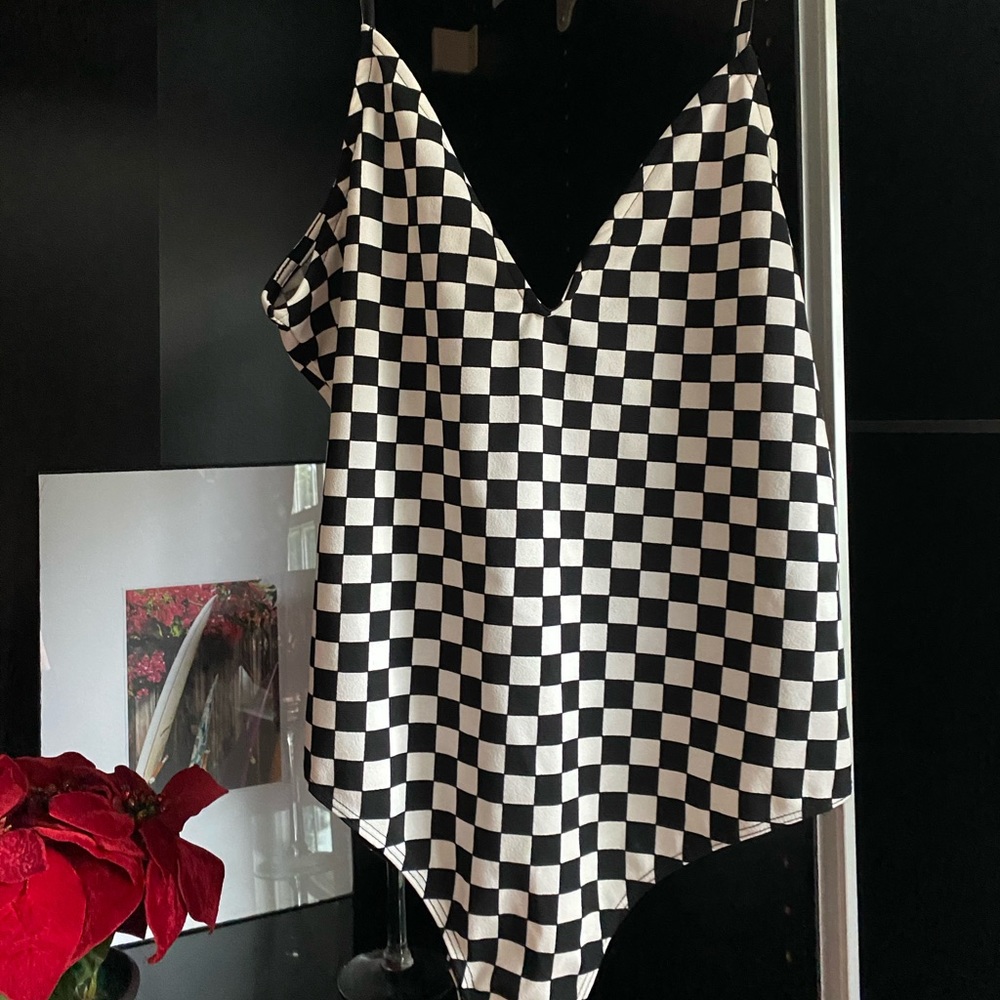 Checkered Black and White Bodysuit